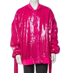 IVY PARKER x Adidas Pink Bomber Jacket with Sequins